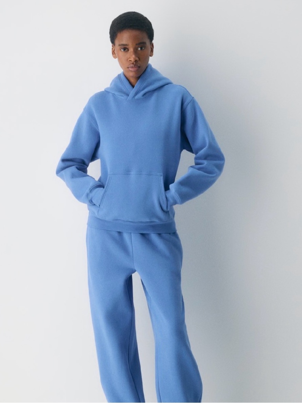 Aritzia Sweatfleece Perfect Hoodie & Straight Leg Sweatpants  (French Blue XS)